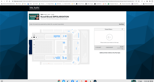 A screenshot taken on Sunday 17 September by NationalWorld showing tickets are still available to buy for Russell Brand's 'Bipolarisation' show at The Civic at the Halls, Wolverhampton.