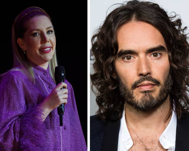 Katherine Ryan and Russell Brand appeared as judges on Comedy Central’s Roast Battle in 2018 (Photo: Getty Images/John Phillips/Stringer, Getty Images/Jeff Spicer/Stringer)
