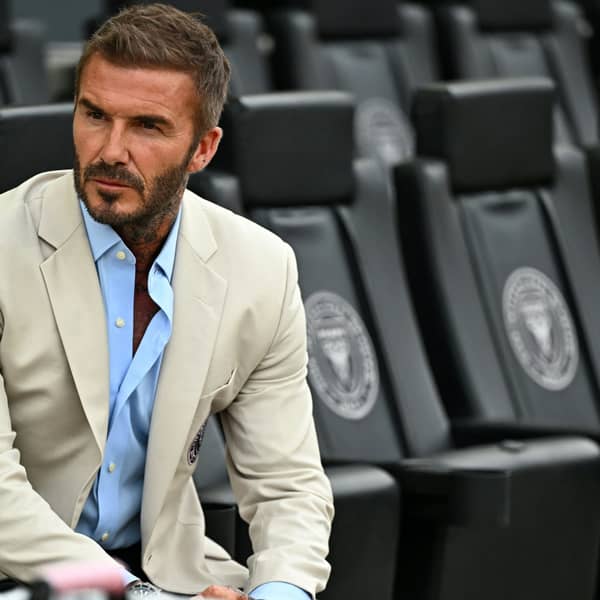 Inter Miami's co-owner David Beckham looks on prior to the Leagues Cup football match between Inter Miami CF and Atlanta United FC at DRV PNK Stadium in Fort Lauderdale, Florida, on July 25, 2023. (Photo by CHANDAN KHANNA / AFP) (Photo by CHANDAN KHANNA/AFP via Getty Images)