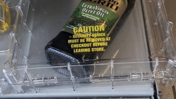 Olive oil has been put in security packaging in a Co-op branch 