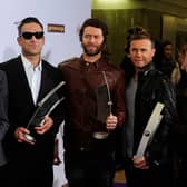 (From L) Jason Orange, Robbie Williams, Howard Donald, Gary Barlow and Mark Owen of Take That pose with their Echo received in the category "Best International Rock/Pop group" at the "Echo" music awards in Berlin on March 24, 2011. AFP PHOTO / JOHN MACDOUGALL (Photo credit should read JOHN MACDOUGALL/AFP via Getty Images)