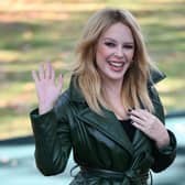 Australian singer Kylie Minogue arrives to attend the catwalk presentation for British fashion house Burberry's Spring/Summer 2024 collection, at London Fashion Week in London, on September 18, 2023. (Photo by Daniel LEAL / AFP) (Photo by DANIEL LEAL/AFP via Getty Images)