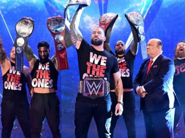 The Bloodline, led by Roman Reigns (centre) has been one of wrestling's most captivating storylines in years (Credit: WWE)
