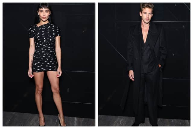 Zoe Kravitz and Austin Butler looked suitably chic at the YSL show. Photographs by Getty