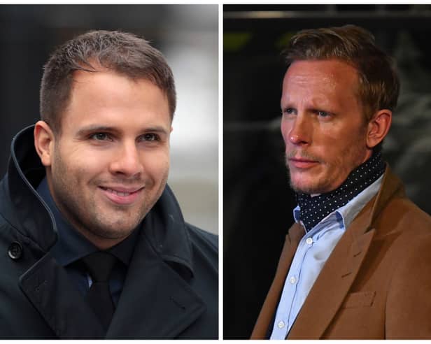 GB news is investigating and presenter Dan Wootton has apologised after Laurence Fox made "misogynist" comments about journalist Ava Evans live on air. Photos by Getty Images.