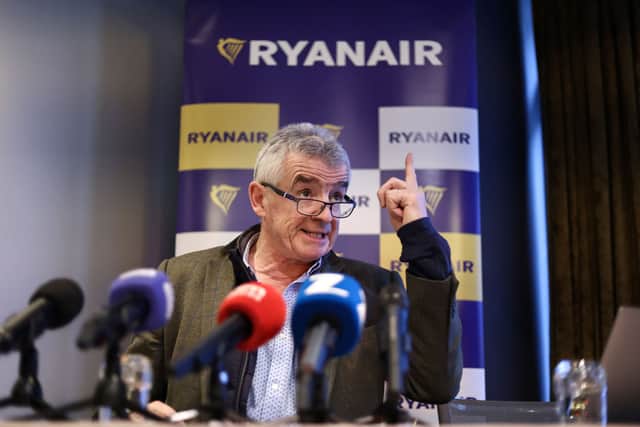 Irish low-cost airline Ryanair CEO Michael O'Leary addresses a press conference in Brussels on 17 January. (Photo AFP via Getty Images) 