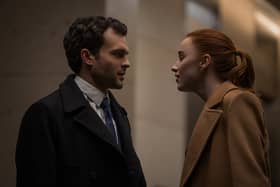 (L to R) Alden Ehrenreich as Luke and Phoebe Dynevor as Emily in Fair Play (Photo: Sergej Radovic / Courtesy of Netflix)