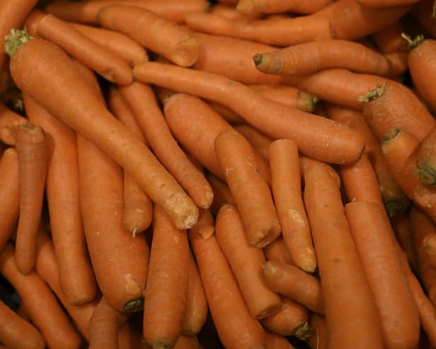 Carrots displayed in a supermarket in Septemes-les-Vallons near Marseille (Image: CHRISTOPHE SIMON/AFP via Getty Images)