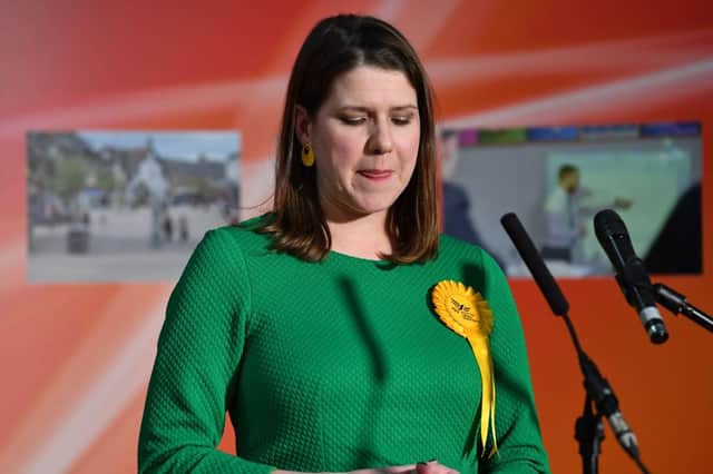 Jo Swinson reacts after losing her seat in the 2019 election. Credit: Getty