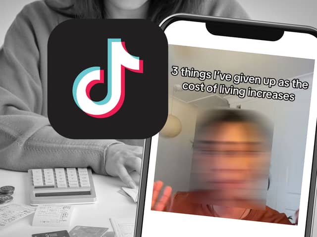 People are taking to TikTok to share the lists of everyday basic items, services and tasks they have given up due to the cost of living crisis, including shampoo, bread, laundry and healthcare appointments. Photos by TikTok and Adobe Images. Composite Image by NationalWorld/Mark Hall.