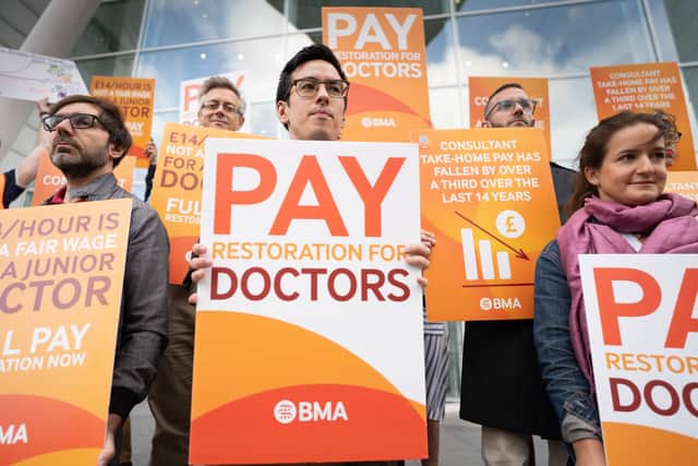 Junior doctors and consultants in England have begun a three-day join strike over pay. (Credit: PA)