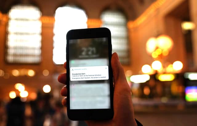 Emergency alert test message will be sent to cellphones, radios and TV in the U.S. on 4 October. Picture: TIMOTHY A. CLARY/AFP via Getty Images 