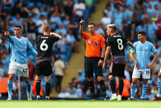 Michael Oliver is in charge of the game between Arsenal and Man City. (Getty Images0