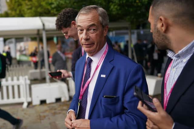 Nigel Farage at the Tory Party Conference. Credit: Getty