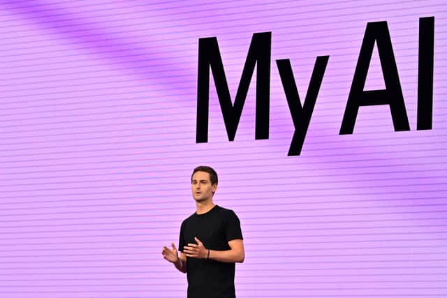 Evan Spiegel, founder and CEO of Snapchat at the 2023 Snap Partner Summit in April 2023 (Photo: FREDERIC J. BROWN/AFP via Getty Images)