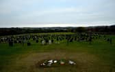 Jimmy Savile's unmarked grave the day after his headstone was removed