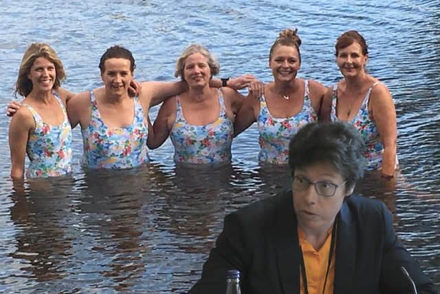 Sewage activists invite Thames Water’s CEO Cathryn Ross to swim with them. (Photo: Henley Mermaids / PA) 