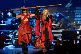 Madonna performs at the O2 as part of her 'Rebel Heart' world tour at The O2 Arena on December 1, 2015 in London, England.  (Photo by Gareth Cattermole/Getty Images)