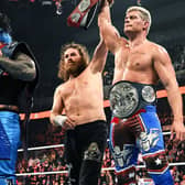 Cody Rhodes and Jey Uso defend their Undisputed WWE Tag Team Championship against Sami Zayn and Kevin Owens (Credit: WWE)