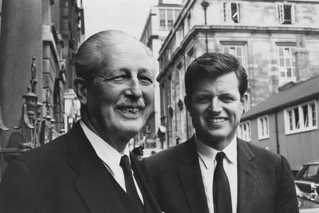 US Senator Ted Kennedy (right) with former British Prime Minister Harold MacMillan (1894 - 1986) during a visit to London, 29th May 1964. (Photo by Express/Hulton Archive/Getty Images)