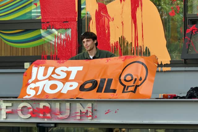 A protester at Exeter University (Just Stop Oil/Supplied)