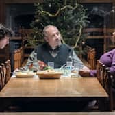 [L-R] Dominic Sessa, Paul Giamatti and Da'Vine Joy Randolph in "The Holdovers" (Credit: Miramax/Focus Films)