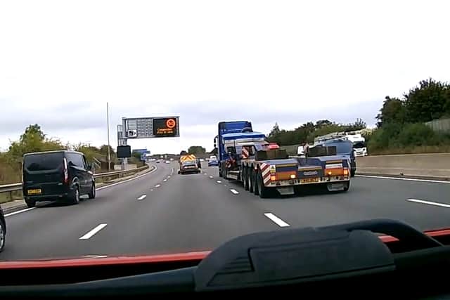 Drunk van driver Jamie Barrett was caught on camera crashing his van on the M1 in Nottinghamshire