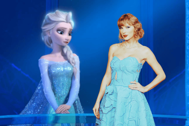 In my opinion, Taylor Swift's dress resembled Elsa from Frozen, but not in a good way. Taylor Swift photograph courtesy of Getty, Frozen photograph courtesy of Disney. 