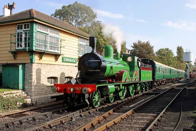 Photo of T3 class No. 563 engine at Swanage station (Andrew P.M. Wright/Swanage Railway/PA Wire)