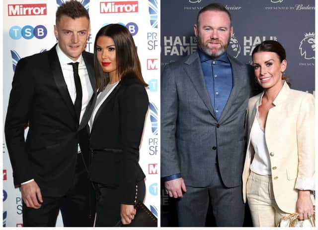 Jamie Vardy’s Leicester City Football Club and Wayne Rooney’s Birmingham City Football Club will play against each other four years after their wives fell out in what has now been called the infamous 'Wagatha Christie' row. Rebekah and Jamie Vardy and Coleen and Wayne Rooney are pictured. Photos by Getty Images.