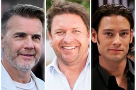 Police are warning people about romance fraudsters posing as celebrities, such as Take That singer Gary Barlow (left), TV chef James Martin (middle) and Il Divo singer Urs Buhler (right). Photos by Getty Images.