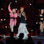 Could Madonna be the headliner for Glastonbury 2024? Colombian singer Maluma (R) performs on stage along with pop icon Madonna during his concert "Medallo in the Map", in Medellin, Colombia, on April 30, 2022. (Photo by Fredy BUILES / AFP) (Photo by FREDY BUILES/AFP via Getty Images)