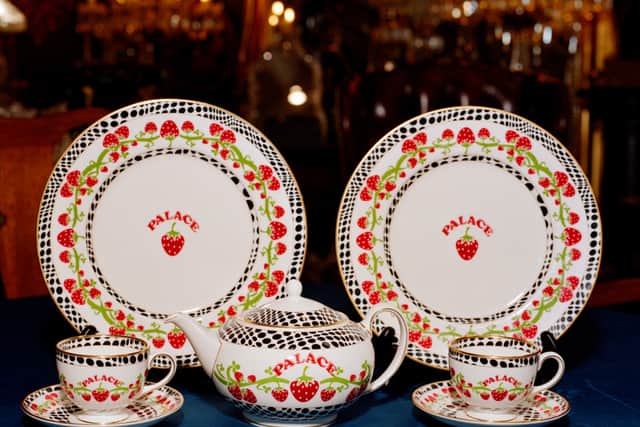 The Wedgwood tea set, emblazoned with a graphic from Palace's history (Credit: Palace/Wedgwood)