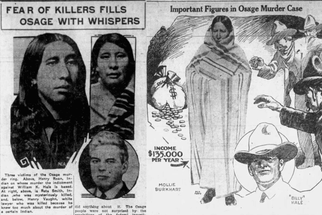 Some of the media that was released in regards to the Osage Indian Murders trial that took place in the 1920s: the basis for 'Killers of the Flower Moon.' (Credit: Public Domain)