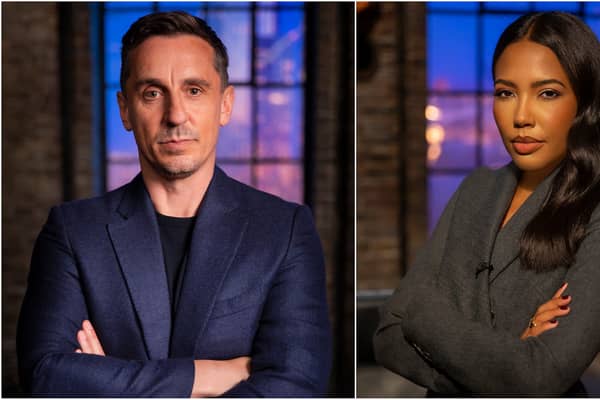 Gary Neville and Emma Grede are set to be guest judges on series 21 of Dragons' Den. Photograph courtesy of the BBC. 