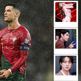 According to a study by HypeAuditor, BLACKPINK's Lisa (top) and BTS members V and Jin (middle, bottom) have more likes on average that Cristiano Ronaldo (main) (Credit: Getty Images)