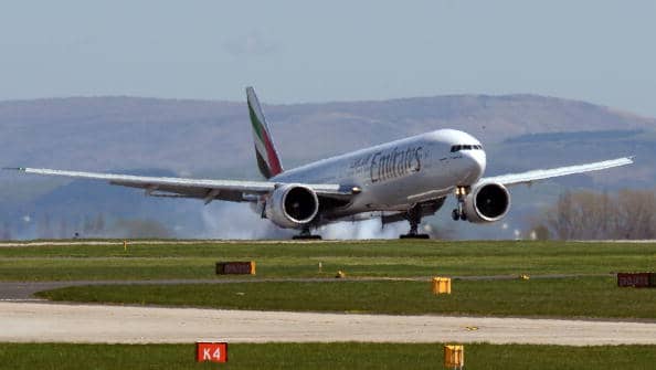 An Emirates flight was held at Manchester Airport on Tuesday evening after a suspected bomb threat. 