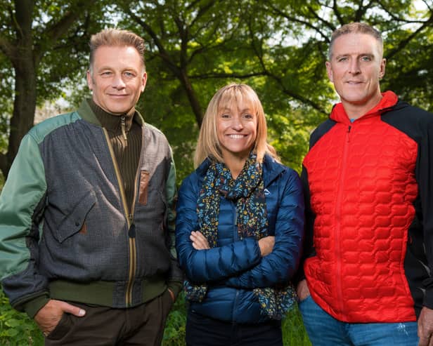 Chris Packham, Michaela Strachan and Iolo Williams Picture: BBC/Jo Charlesworth