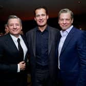 (L-R) Netflix Co-Ceo Ted Sarandos, Netflix Film Chairman Scott Stuber, and Netflix Co-Ceo Greg Peters attend the Netflix Oscar Nominee Celebration at Sunset Tower Hotel on March 11, 2023 in Los Angeles, California. (Photo by Emma McIntyre/Getty Images for Netflix)