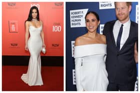 White Christmas fashion outfits are a must for 2023, follow in the footsteps of Kim and Meghan Markle. Photographs by Getty