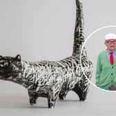 A sculpture that David Hockney gifted to a couple who gave him shelter during a storm 68 years ago has fetched a whopping £111,875 at auction (SWNS + Getty)