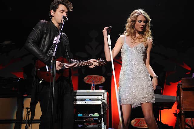 John Mayer and Taylor Swift perform onstage during Z100's Jingle Ball 2009 at Madison Square Garden on December 11, 2009 in New York City. Credit: Getty Images