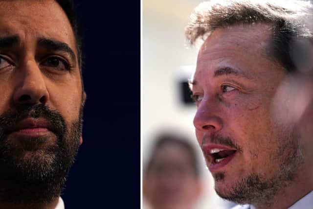 Elon Musk (right) branded Humza Yousaf a 'blatant racist'