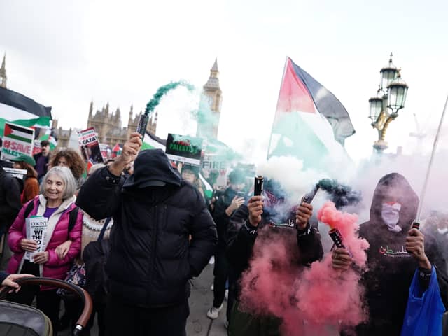 Protesters during a pro-Palestine march organised by Palestine Solidarity Campaign in central London. (Picture: Jordan Pettitt/PA Wire)