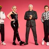 Your hosts for The Voice UK: will.i.am, Anne Marie, Sir Tom Jones and Olly Murs. (Credit: ITV)