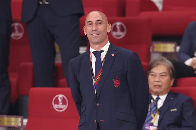 Former Spanish football federation boss Luis Rubiales has been banned from the sport for three years after he kissed Spanish Women's player Jenni Hermoso on the lips after the team's World Cup win. (Credit: Getty Images)
