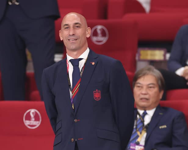 Former Spanish football federation boss Luis Rubiales has been banned from the sport for three years after he kissed Spanish Women's player Jenni Hermoso on the lips after the team's World Cup win. (Credit: Getty Images)