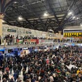 More than 500 people staged a sit-in protest in Liverpool Street Station in London calling for a ceasefire to Israel’s attacks on Gaza and an end to arms exports to Israel. (Picture by SistersUncut)
