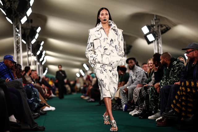 TikTok is launching its own fashion design competition - and the winner will see their design on the London Fashion Week 2024 catwalk. A model is pictured at London Fashion Week 2023. Photo by Getty Images.