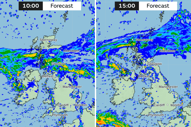 Scotland will be worst-hit by rain on Wednesday 1 November as Storm Ciaran touches down in the UK. (Credit: Met Office)